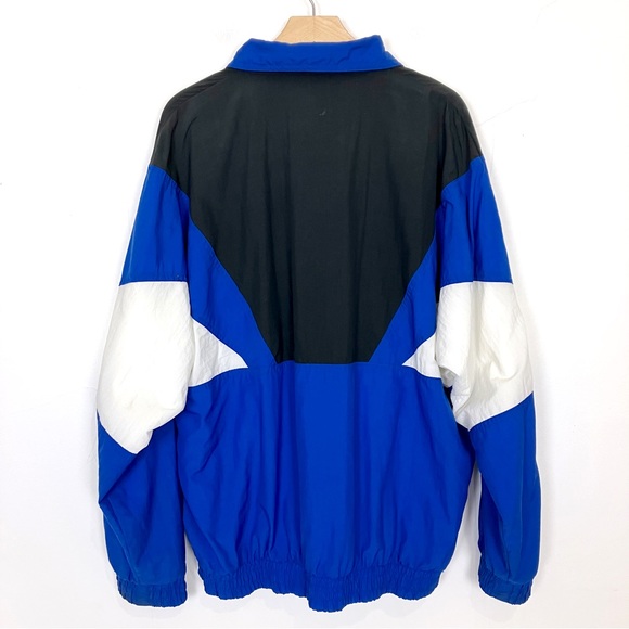 Vintage baseball windbreaker sport colour block blue black white athletic retro - Picture 2 of 9